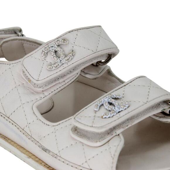 Chanel Dad Flats 38 Leather Lambskin Quilted Sandals CC-0219N-0033 - Picture 7 of 11